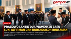 Presiden Prabowo Subianto melantik Nurkholisoh Ibnu Aman dan Luki Alfirman sebagai Wakil Menteri Keuangan di Istana Negara, Jakarta, Kamis (1/10/2026).