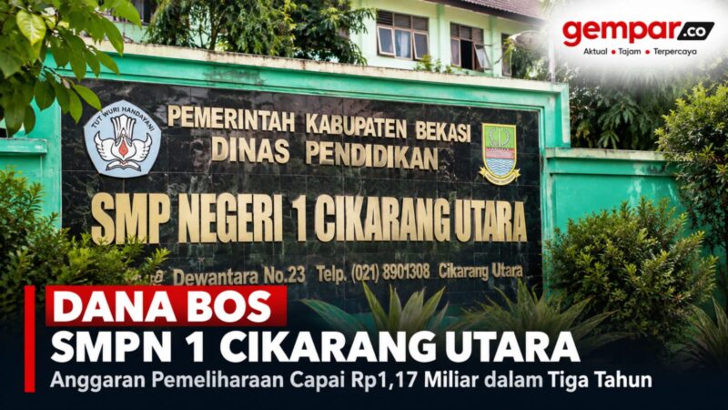 SMP Negeri 1 Cikarang Utara, Kabupaten Bekasi. Anggaran pemeliharaan sarana dan prasarana sekolah tercatat mencapai Rp1,17 miliar sepanjang 2023–2025.