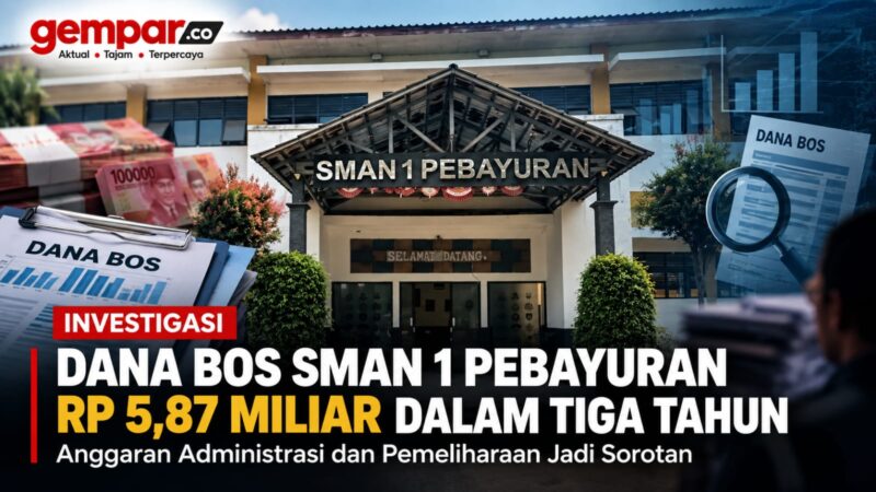 SMAN 1 Pebayuran, Kabupaten Bekasi. Pengelolaan Dana BOS sekitar Rp5,87 miliar selama 2023–2025 menjadi sorotan setelah sejumlah pos anggaran, termasuk administrasi dan pemeliharaan sarana-prasarana, mencatat nilai cukup besar.