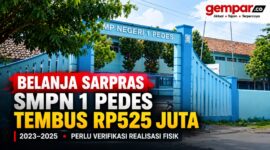 Caption:
SMPN 1 Pedes, Kabupaten Karawang. Belanja pemeliharaan sarana dan prasarana tercatat mencapai Rp525,03 juta selama 2023–2025 dan perlu dicocokkan dengan realisasi fisik di lapangan.