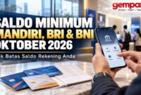 Ilustrasi: Saldo minimum rekening Bank Mandiri, BRI, dan BNI yang berlaku pada Oktober 2026. Besarannya berbeda sesuai jenis produk tabungan.
