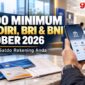Ilustrasi: Saldo minimum rekening Bank Mandiri, BRI, dan BNI yang berlaku pada Oktober 2026. Besarannya berbeda sesuai jenis produk tabungan.