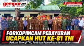 Forkopimcam Pebayuran bersama jajaran TNI dan Polri menyampaikan ucapan HUT ke-81 TNI di Kecamatan Pebayuran, Kabupaten Bekasi, Senin (5/10/2026).