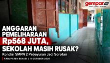 Kondisi bangunan SMPN 2 Pebayuran, Kabupaten Bekasi, menjadi sorotan di tengah anggaran pemeliharaan yang tercatat mencapai Rp568,95 juta selama 2023–2025.