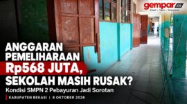 Kondisi bangunan SMPN 2 Pebayuran, Kabupaten Bekasi, menjadi sorotan di tengah anggaran pemeliharaan yang tercatat mencapai Rp568,95 juta selama 2023–2025.