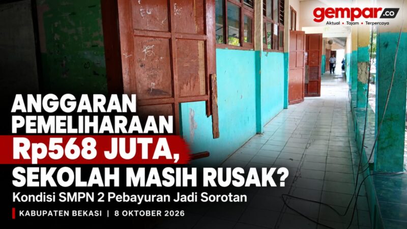 Kondisi bangunan SMPN 2 Pebayuran, Kabupaten Bekasi, menjadi sorotan di tengah anggaran pemeliharaan yang tercatat mencapai Rp568,95 juta selama 2023–2025.