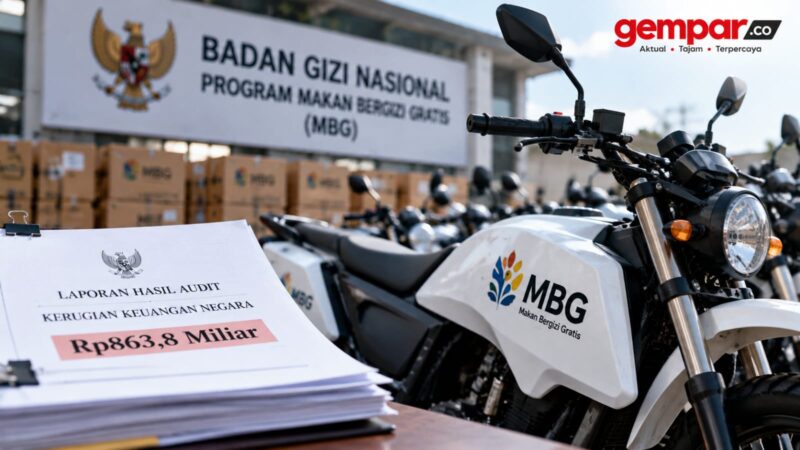 Ilustrasi dugaan korupsi pengadaan motor listrik program MBG dengan kerugian negara mencapai Rp863,8 miliar berdasarkan hasil audit Kejaksaan Agung.