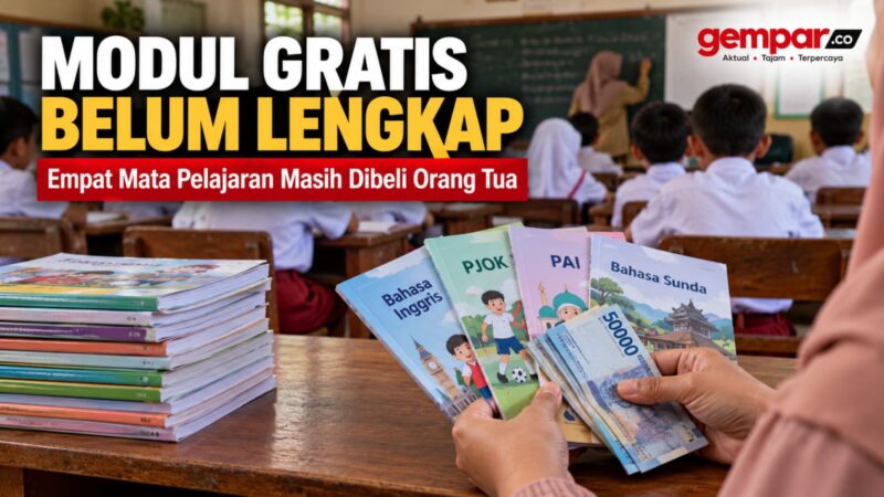 Program modul gratis Pemkab Karawang belum mencakup seluruh mata pelajaran. Orang tua siswa di Batujaya mengaku masih harus mengeluarkan Rp60 ribu untuk membeli empat buku modul.