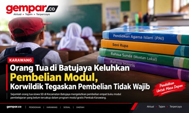 Ilustrasi modul pembelajaran di Karawang. Korwildik Wilayah VII menegaskan pembelian empat modul tambahan tidak wajib bagi orang tua siswa.